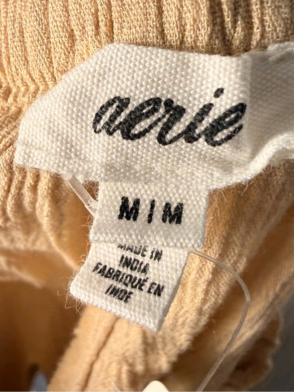 aerie | Tan Crochet-Trim High-Waist Drawstring Shorts | Sz M - Picture 6 of 7